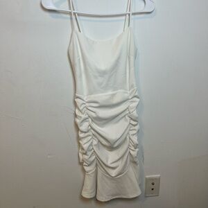 Elegant White Ruched Dress